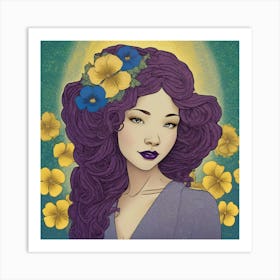 Asian Girl With Flowers 14 Art Print