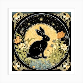 Rabbit In The Moonlight Art Print