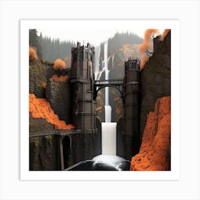 Leonardo Diffusion Xl A Gothic Render Of Multnomah Falls With 0 Art Print