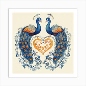 Peacocks In Love 3 Art Print