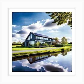 Modern House With Solar Panels Art Print