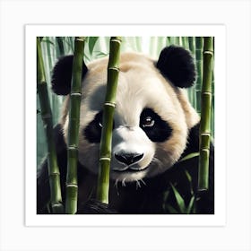 Panda Bear in Bamboo Forest Art Print