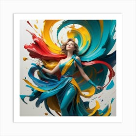 Woman In A Colorful Dress Art Print