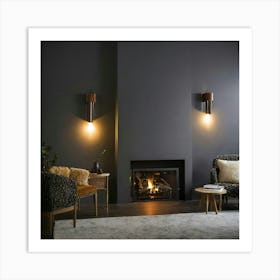 Living Room With A Fireplace Art Print