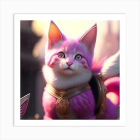 Pink Cat 5 Art Print