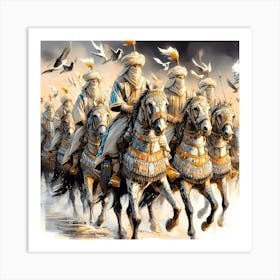 Osmanian Janishar Riders Color Drawing 1 Art Print