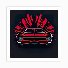 Car Red Artwork Of Graphic Design Flat (133) Art Print