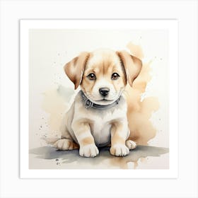 Puppy Watercolor Painting Art Print