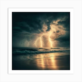 Lightning Over The Ocean 11 Art Print