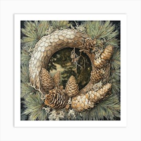 Pinecone Wreath Art Print