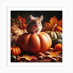 Mouse In A Pumpkin Art Print