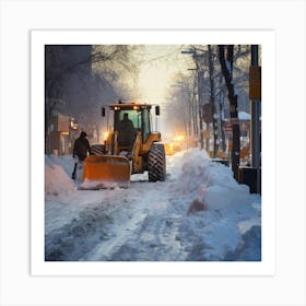 Snow Plowing In The City Art Print