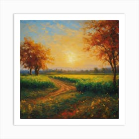 Sunset In The Field Art Print