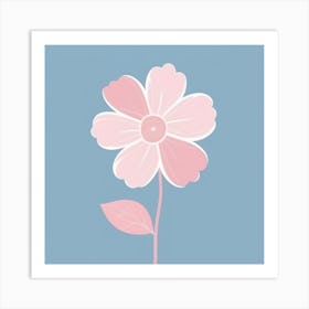 A White And Pink Flower In Minimalist Style Square Composition 335 Art Print