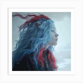 Blue Haired Girl Art Print