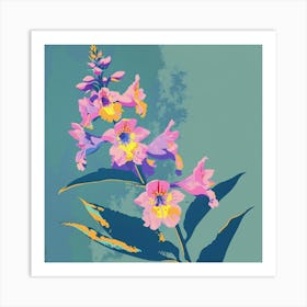 Delphinium Square Flower Illustration Art Print