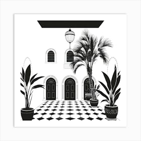 Courtyard With Palm Trees 1 Art Print