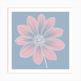 A White And Pink Flower In Minimalist Style Square Composition 285 Art Print