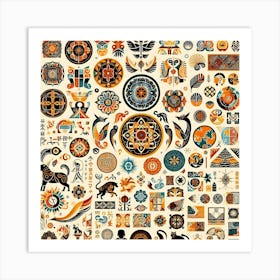 Set Of Tribal Symbols Art Print