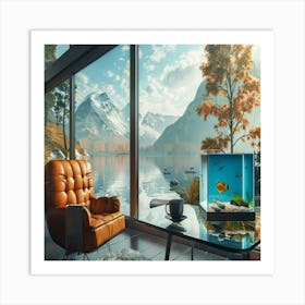 Living Room With Fish Tank Art Print