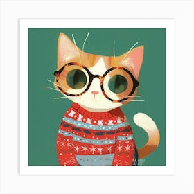 Christmas Cat Art Print