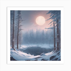 Full Moon In The Forest Art Print