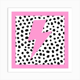 Pink Preppy Lightning Bolt Dalmatian Spots Art Print