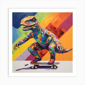 T-Rex On Skateboard Art Print