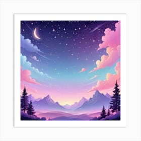 Sky With Twinkling Stars In Pastel Colors Square Composition 278 Art Print