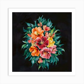 A Stunning Watercolor Painting Of Vibrant Flower (4) (1) Art Print