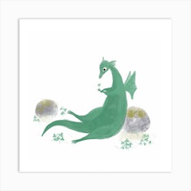 Clover Dragon Square Art Print