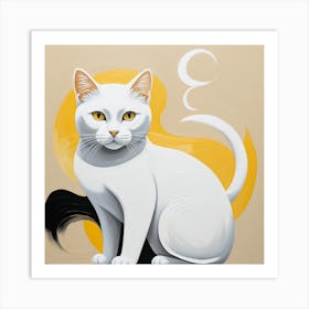 Cat in front of the moon. Art Print