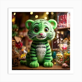 Firefly Cheerful Little Green Tiger In A Whimsical Candy Shop 11546 (2) Art Print