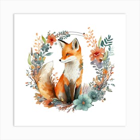 Fox In A Wreath Art Print Art Print