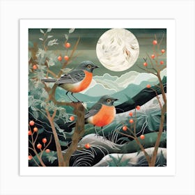 Bird In Nature Robin 6 Art Print