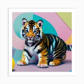 Tiger Cub pastels Art Print