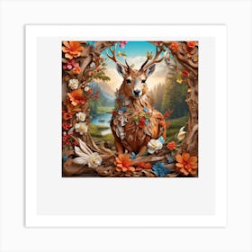 Deer In A Forest Art Print