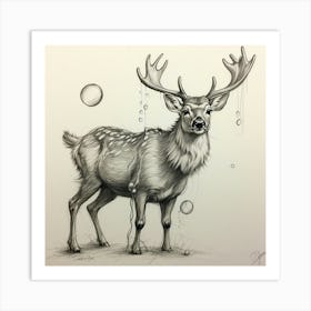 Deer With Bubbles 2 Art Print