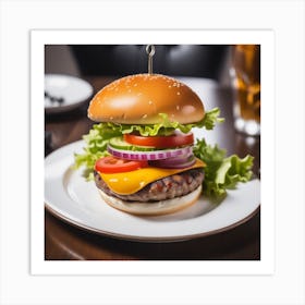 Hamburger On A Plate 58 Art Print