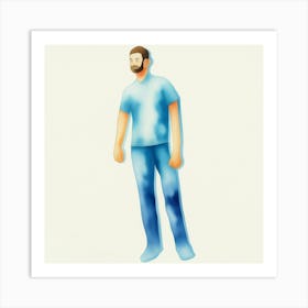 Man In Blue Art Print