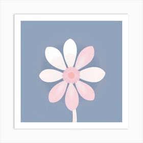 A White And Pink Flower In Minimalist Style Square Composition 154 Art Print