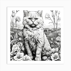 Cat In The Meadow Art Print