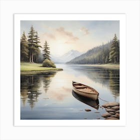 Canoe On The Lake Art Print