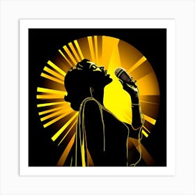 Silhouette Of A Woman Singing Art Print