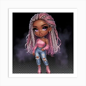 Black Girl With Pink Hair 1 Art Print