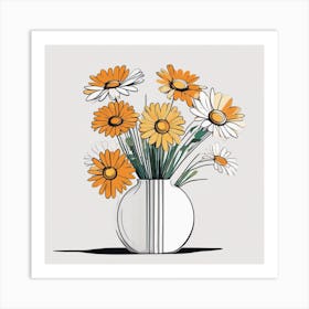 A Daisy Flowers Vase Art 11 Art Print