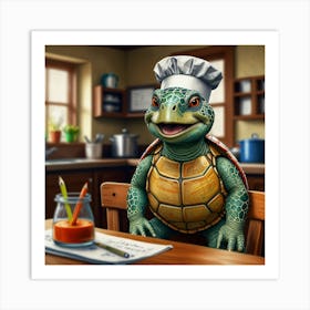 Turtle In Chef Hat Art Print