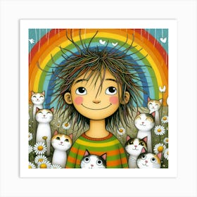 Rainbow Cat Art Print