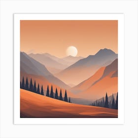 Misty mountains background in orange tone 95 Art Print