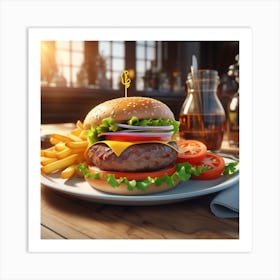 Hamburger On A Plate 180 Art Print